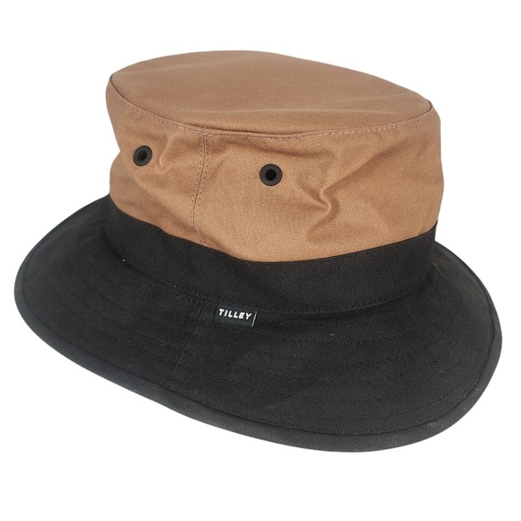 Tilley Outdoor Golf Hat Tan Brown Black Bucket Sun Rain Hiking Camping Travel - Picture 1 of 10